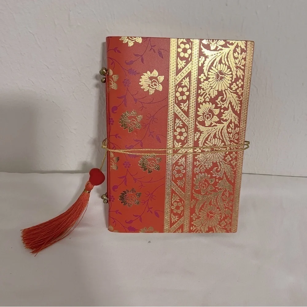 New Orange and Gold Floral Can be Used as A Diary Travel Journal or Daily Notes